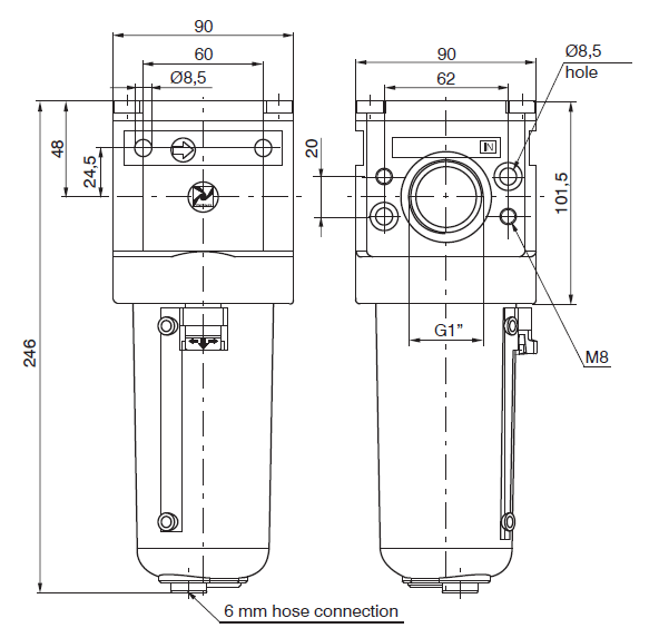 PNEUMAX - DYNAMIC DRIER - Dimensions