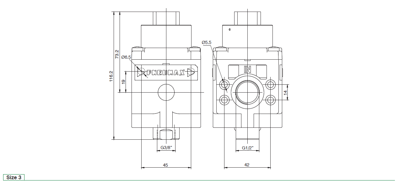 PNEUMAX - PNEUMATIC SHUT-OFF VALVE-Dimensions-1