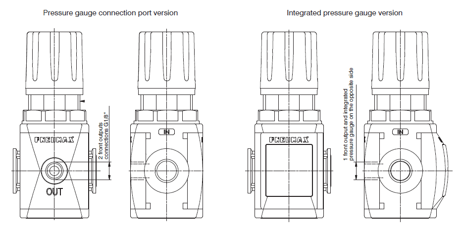 PNEUMAX - ตัวควบคุมแรงดันชนิดท่อร่วม (PRESSURE REGULATORS FOR MANIFOLD) - Design