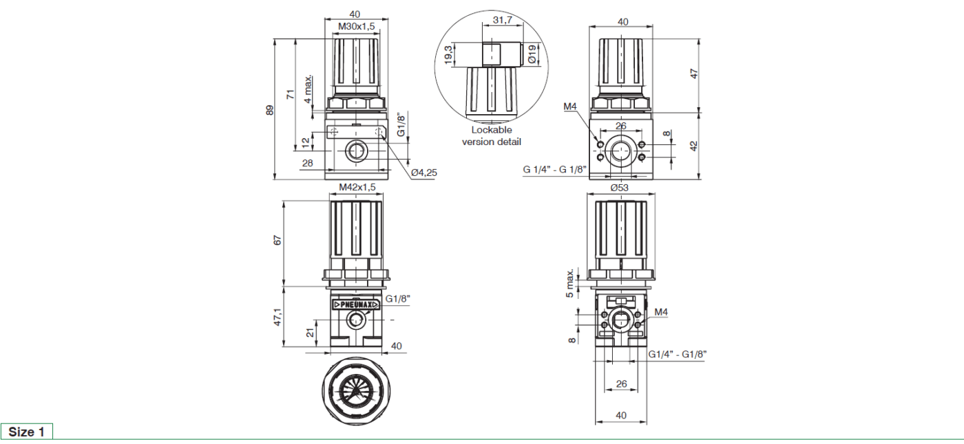 PNEUMAX - PRESSURE REGULATORS FOR MANIFOLD