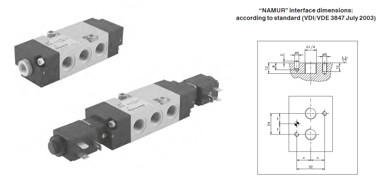 PNEUMAX - NAMUR valves Series 515 - dimensions