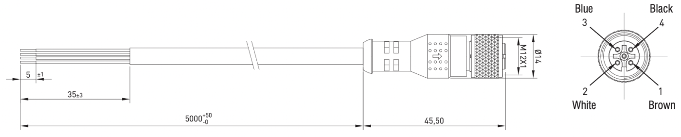 Pneumax - EC001-05 Dimensions and Diagram - Sensor Cable Connector - สายไฟนำสัญญาณ สายเซ็นเซอร์ สายเคเบิล สายเคเบิลเซ็นเซอร์ ชิ้นส่วนของอุตสาหกรรมยานยนต์ -Automotive Division Parts, Components, and Accessories Catalogue - Flu-Tech Thailand