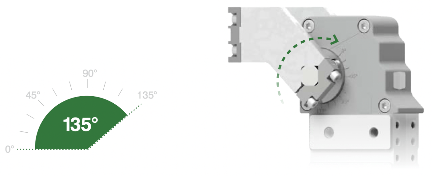 Pneumax - Max swivel angle: 135° - The only fully adjustable opening angle from 0° to 135° in the Automotive Pivoting Series Market - Pneumax S.p.A. - เดือยหมุน - Flu-Tech Thailand