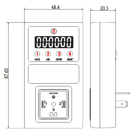 FPC - Timer XY-3801 Digital 4 digit LCD display timer-Dimensions