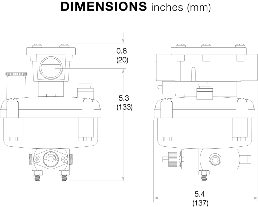 A60 & A64 Serv-Oil Upstream SPL (single point lubricator) for Air Tools 1/2 and 3/4 - Dimensions