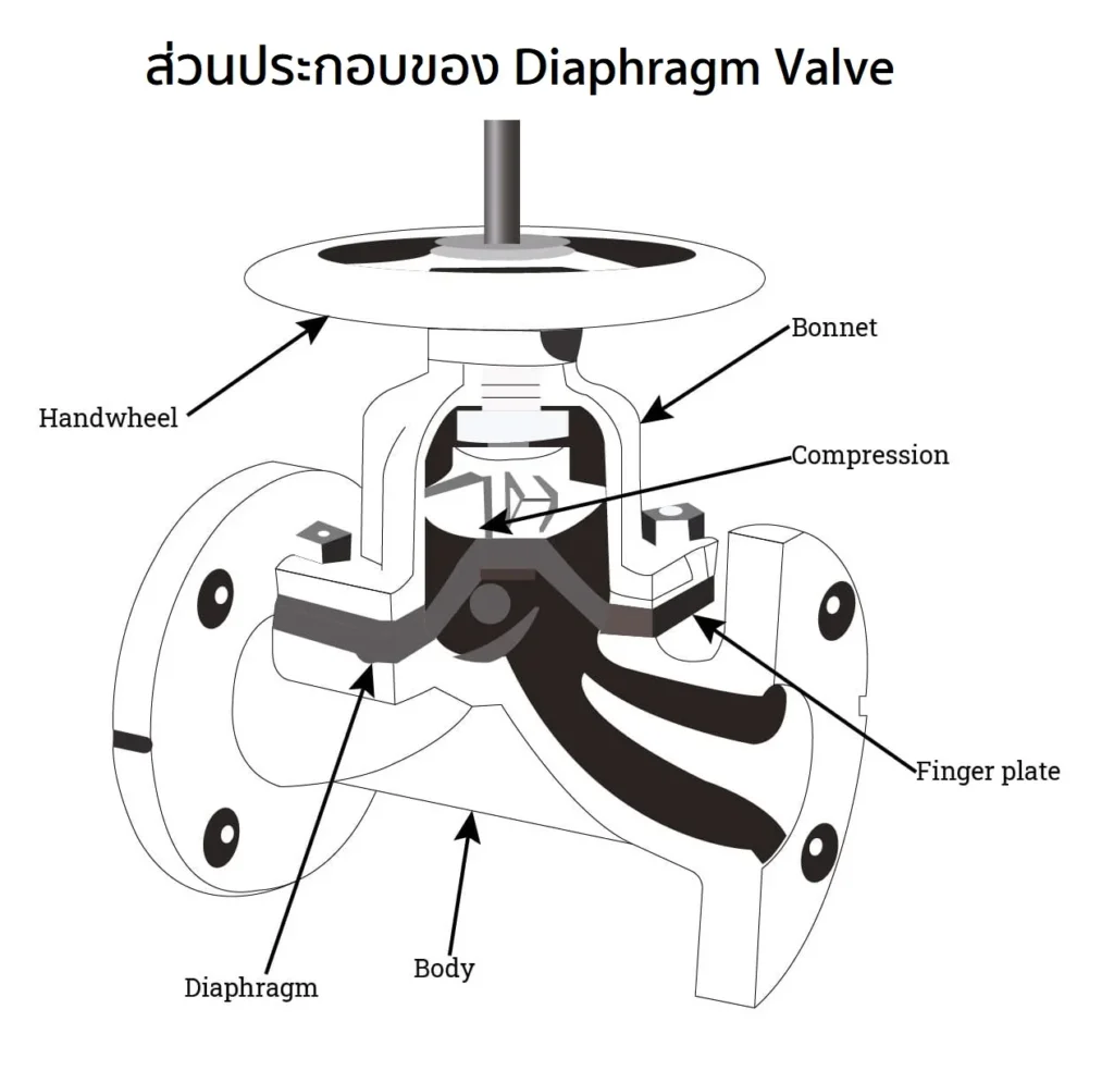 ส่วนประกอบของ Diaphragm Valve