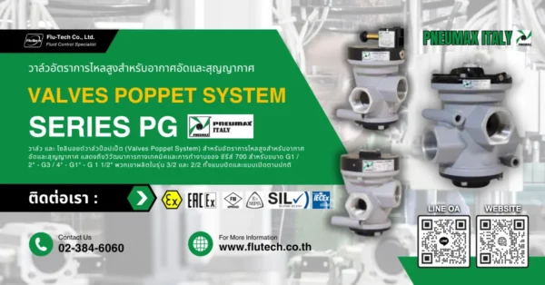 Valves Poppet System ซีรีส์ PG อัตราการไหลสูงสำหรับอากาศอัดและสุญญากาศ