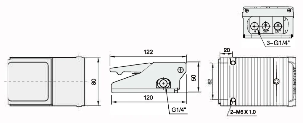 EMC - Foot valve F422-08-Dimensions