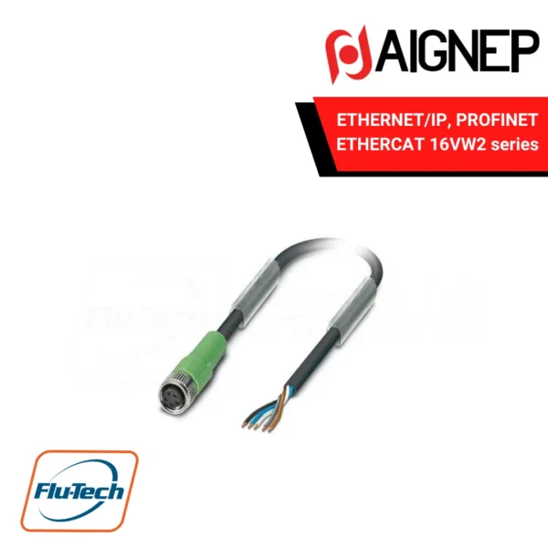 16VW2 series ETHERNET-IP PROFINET ETHERCAT AND POWERLINK CABLE WITH INLINE FEMALE CONNECTOR M8X1