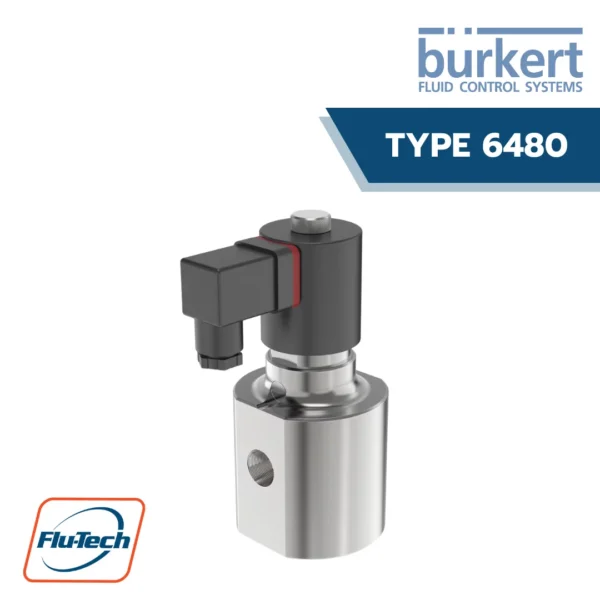 Burkert Type 6480 Servo-assisted 2/2-way piston valve วาล์วลูกสูบที่มีการควบคุมโดยเซอร์โว ออกแบบมาสำหรับการใช้งานกับไฮโดรเจน