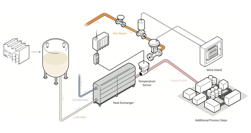 การควบคุมอุณหภูมิในอุตสาหกรรมการผลิตนมโคนม Temperature Control in Dairy Milk Manufacturing Industry - Burkert Thailand - @flutech.co.th