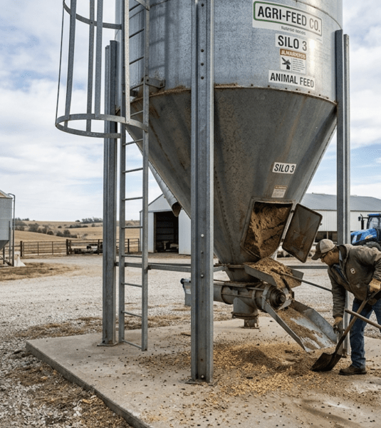 Flu-Tech Animal Agri-Feed Silo Clogging - Gemini Generated Image