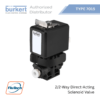 ซื้อ Burkert Type 7015 2/2-Way Direct-Acting Solenoid Valve with PPS housing for food, beverage, and steam applications.