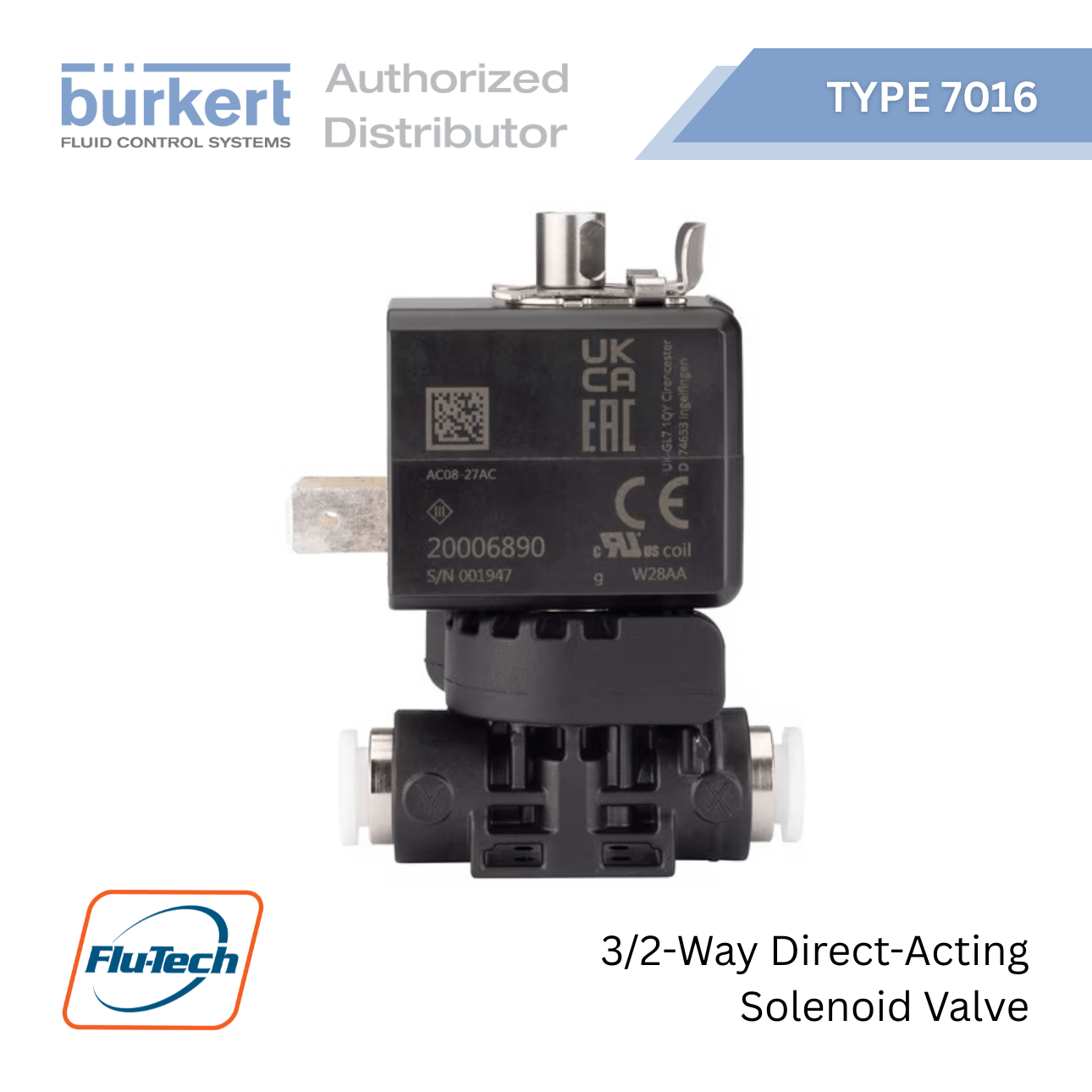 Burkert — Type 7016 - 3/2-Way Direct-Acting Solenoid valve - Flutech Thailand