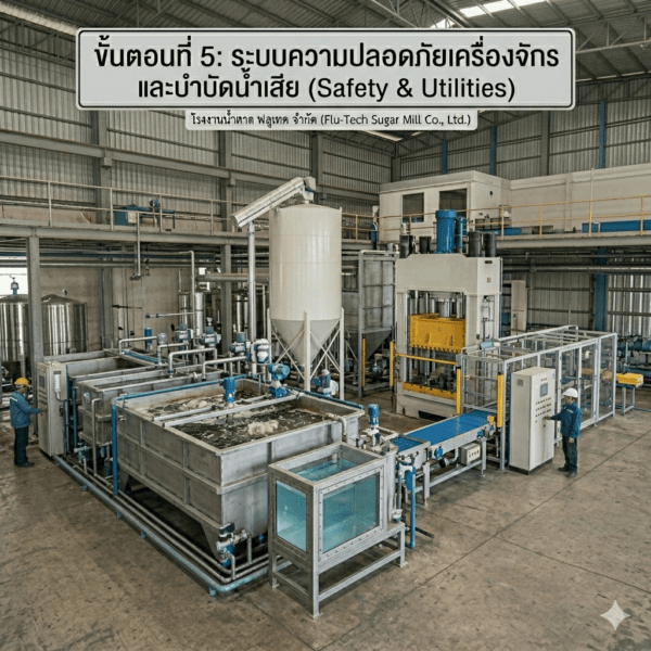 ขั้นตอนที่ 5: ระบบความปลอดภัยเครื่องจักรและบำบัดน้ำเสีย (Safety & Utilities) - Flutech Thailand